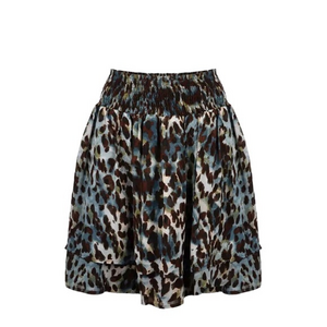 NWT Esqualo Blue Animal‎ Cheetah Print Smock Mini Skirt